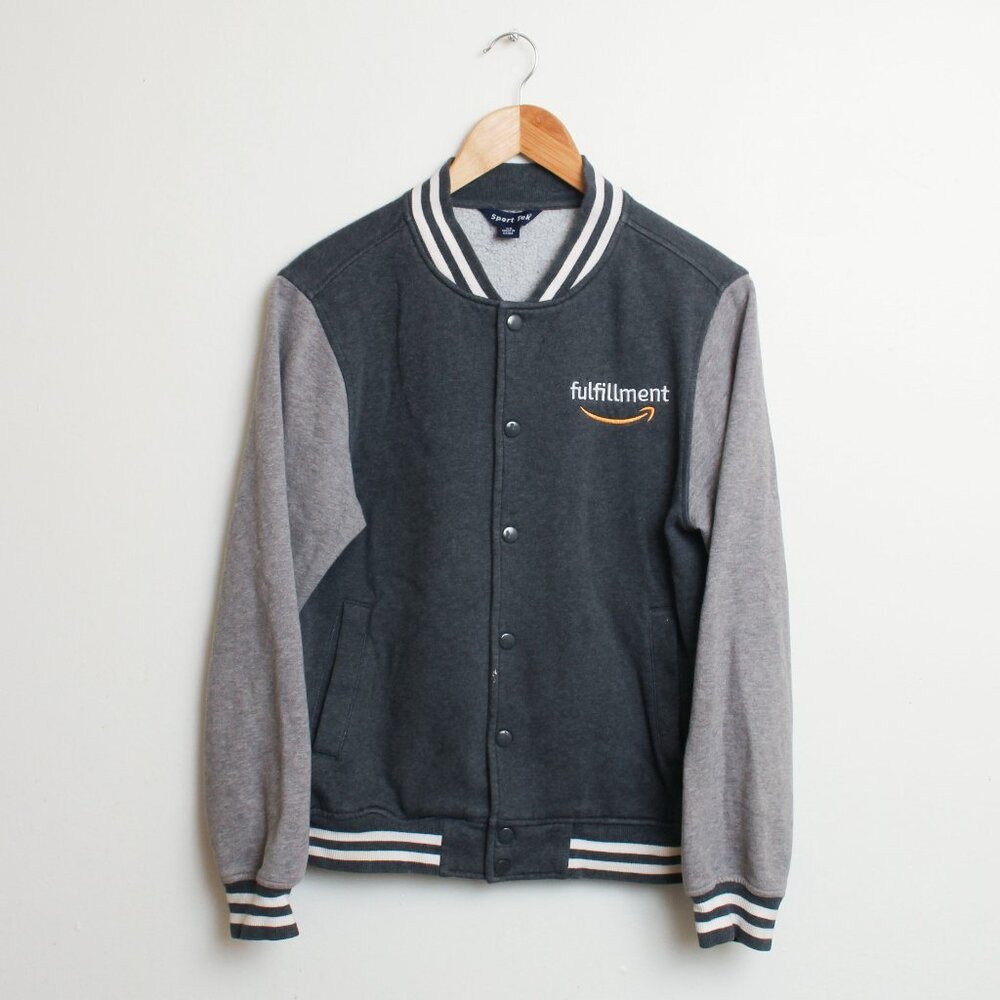 Amazon Fulfillment Varsity Jacket Mens XS Gray